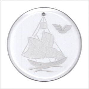 Bevel Ornament Engraved Round Sailing Ship