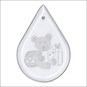 Bevel Ornament Engraved Teardrop Teddy Bear