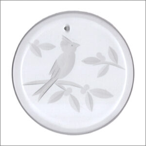 Bevel Ornament Engraved Round Bird