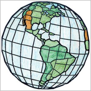 World Pattern for 1/3 Sectional 13" Globe Shape
