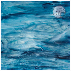 Oceanside White/Navy/Aqua “South Beach” Smooth Fusible Glass (633-8S-F)