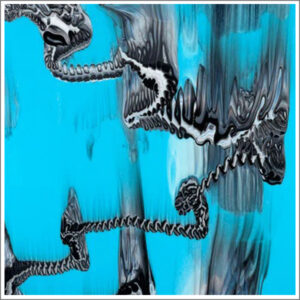 Bullseye Glascadia Light Cyan, White & Black Opalescent Graffiti 90 C.O.E. Glass